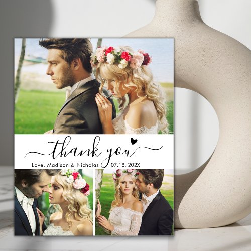 Budget Collage Wedding Thank You Heart Script Flyer