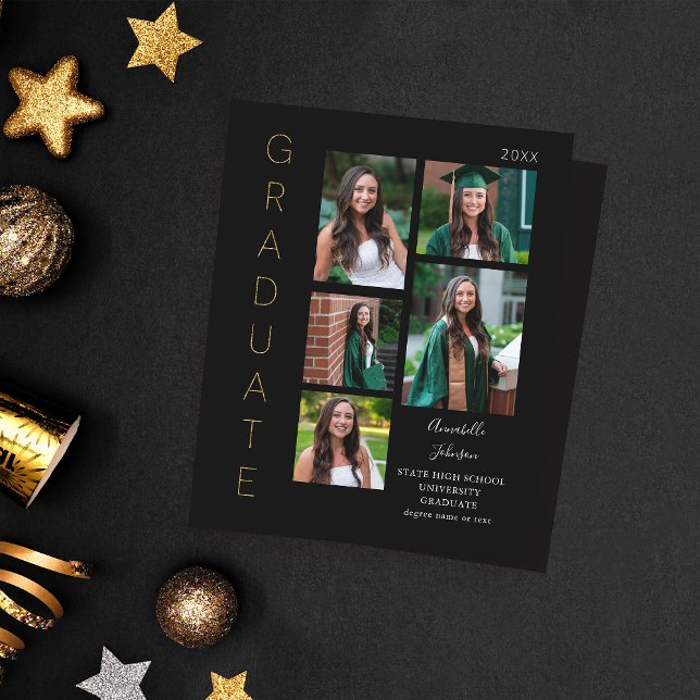 Budget Color Glow- Gold & Black Graduate 6 Photo (Creator Uploaded)