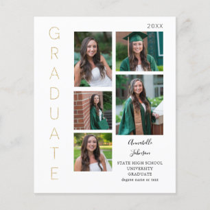 Budget Color Glow- Gold & White 1 Graduate 6 Photo Flyer