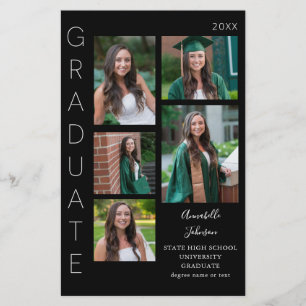 Budget Color Glow- W & Black Graduate 6 Photo MED Flyer