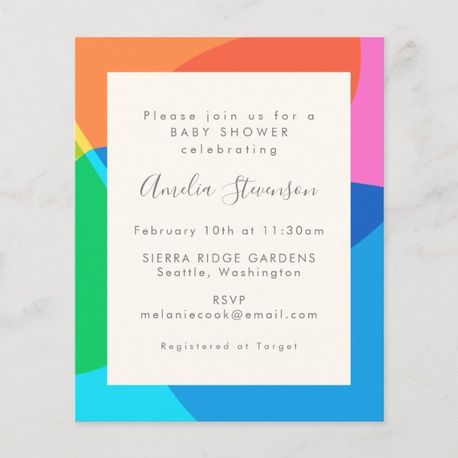 Budget Colorful Abstract Baby Shower Invite (Front)