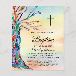 Budget Colorful Baptism Christening Invitation