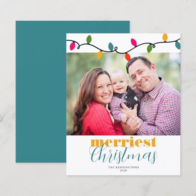 Budget Colorful Christmas Lights Holiday Photo (Front/Back)