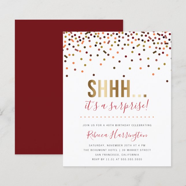 Budget Colorful Confetti It's a Surprise Party (Front/Back)