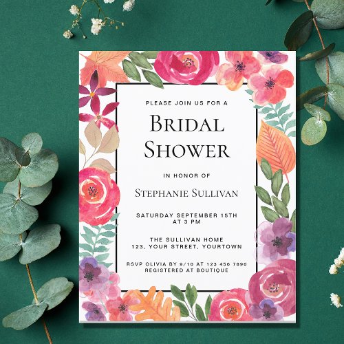 Budget Colorful Floral Bridal Shower Invitation