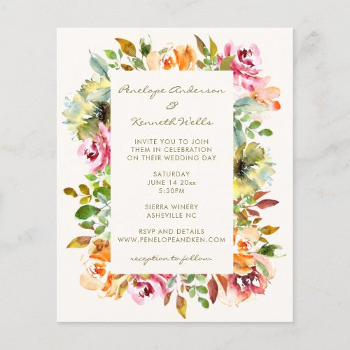 Budget Colorful Floral Wedding QR Code Invite