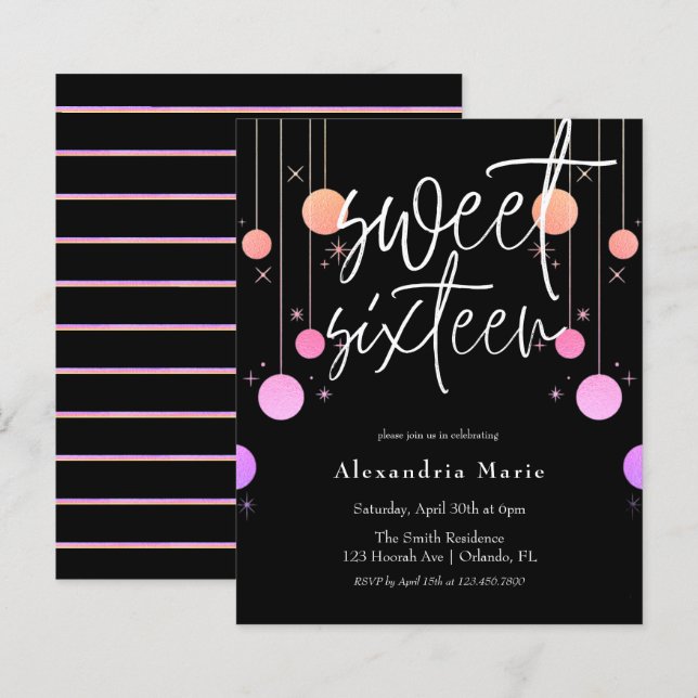 Budget Colorful Glitter Glam Sweet 16 Birthday (Front/Back)