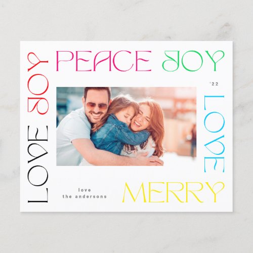 Budget Colorful Letters MERRY photo Holiday Card