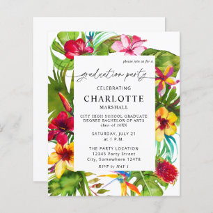 Budget Colorful Tropical Floral Graduation Party