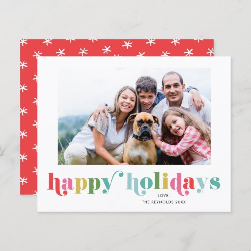 Budget Colorful Type Photo Happy Holiday Card