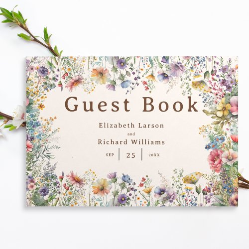 Budget Colorful Wildflower Floral Watercolor Guest Book