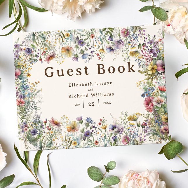 Budget Colorful Wildflower Floral Watercolor Guest Book (Creator Uploaded)