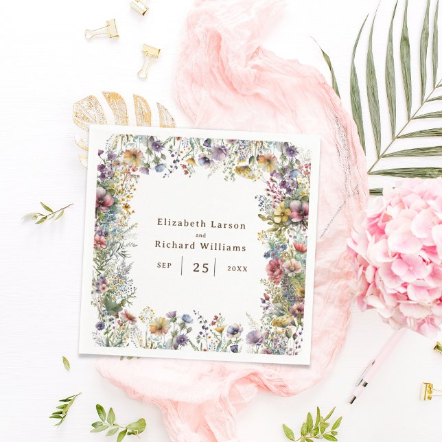 Budget Colorful Wildflower Floral Watercolor Napkins (Budget Colorful Wildflower Floral Watercolor Wedding)