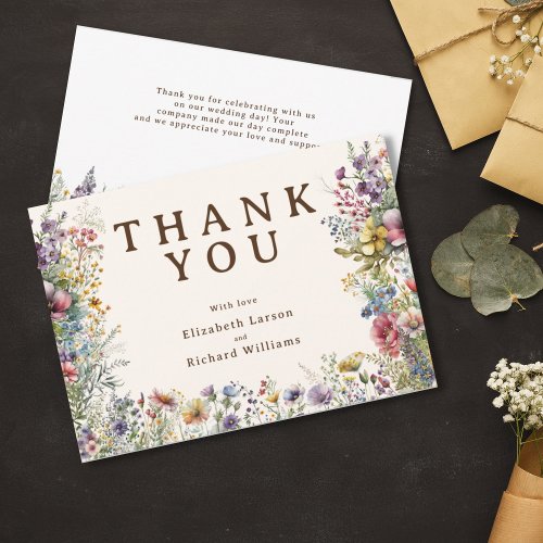 Budget Colorful Wildflower Floral Watercolor Thank You Card