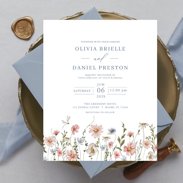 Budget Colorful Wildflower Wedding Invitation Flyer (Creator Uploaded)