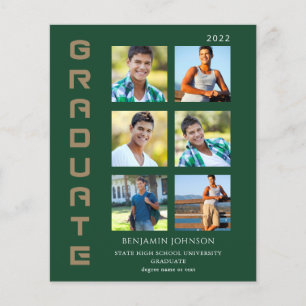 Budget Colors Gold & Green Graduate Multi Photo  Flyer