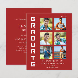 Budget Colors White & Red Graduate Multi Photo