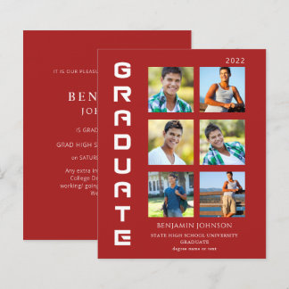 Budget Colors White & Red Graduate Multi Photo 