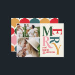 budget Colourful vintage merry christmas photo  Note Card<br><div class="desc">budget colourful vintage graphic typography merry chritsmas photo card. Part of a bold fun holiday collection.</div>