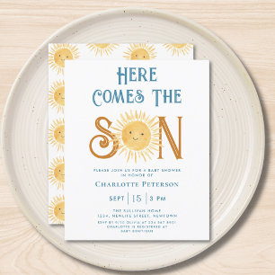 Budget Comes The Son Baby Shower Invitation