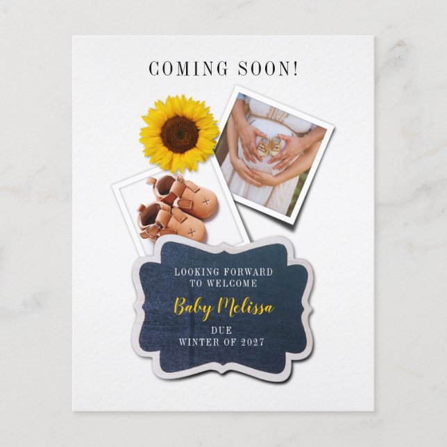 Budget Coming Soon Pregnancy Announcement (Front)