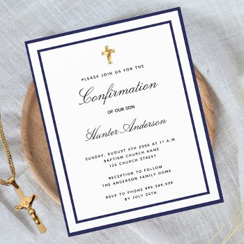 Budget Confirmation Navy Blue White Invitation by Thunes at Zazzle