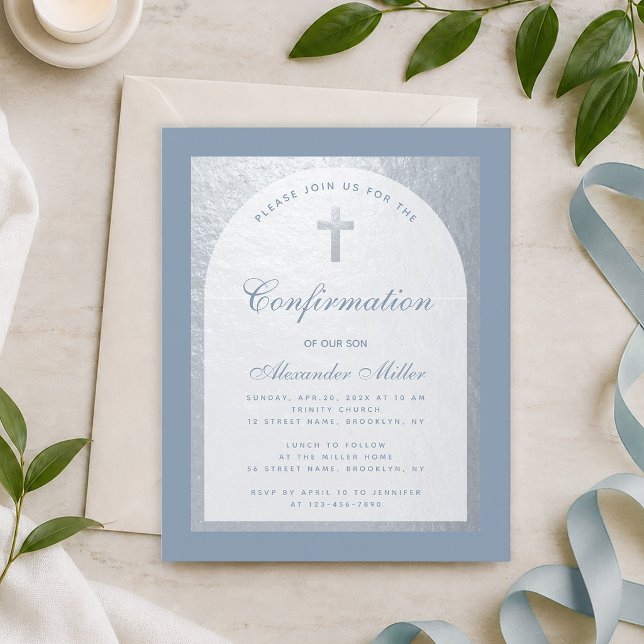 Budget Confirmation Silver Dusty Blue Invitation (Creator Uploaded)