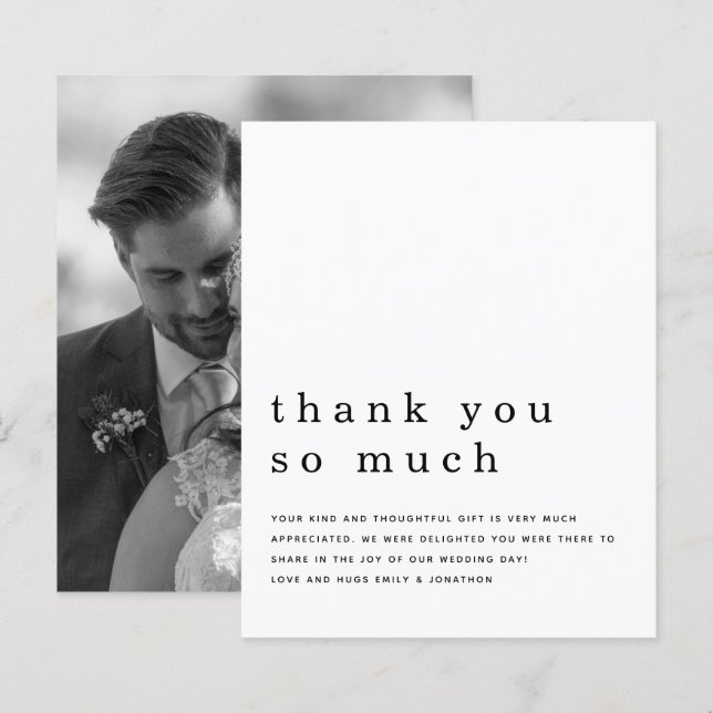 Budget Contemporary Newlywed Photo Thank You (Front/Back)