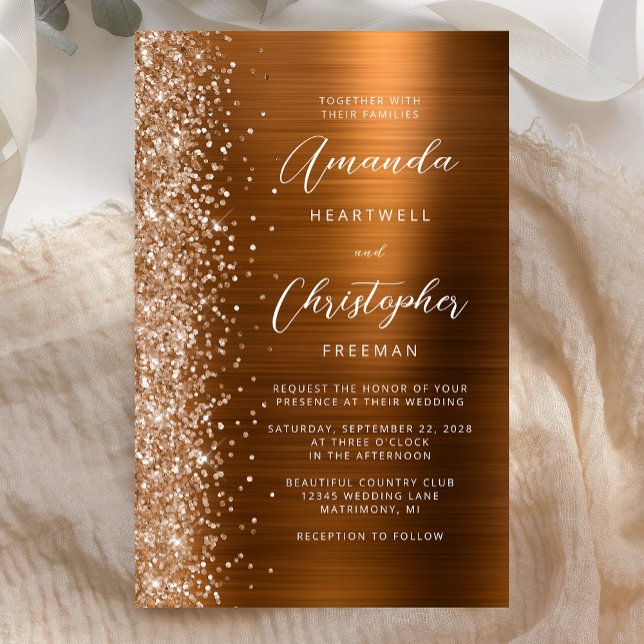 Budget Copper Glam Wedding Invitation (Creator Uploaded)