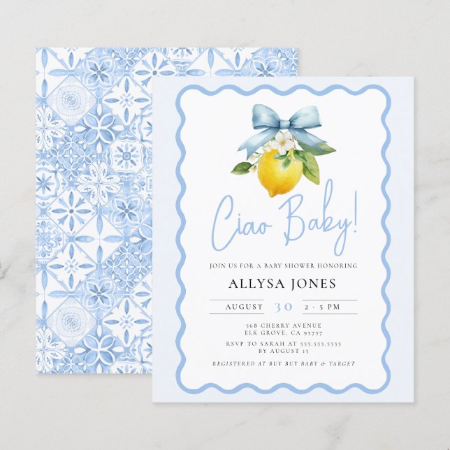 Budget Coquette Lemon Ciao Baby Wavy Baby Shower (Front/Back)