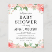 Budget Coral Floral Baby Shower Invitation (Front)