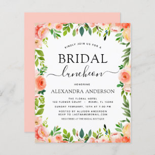 Budget Coral Peach Bridal Shower Luncheon