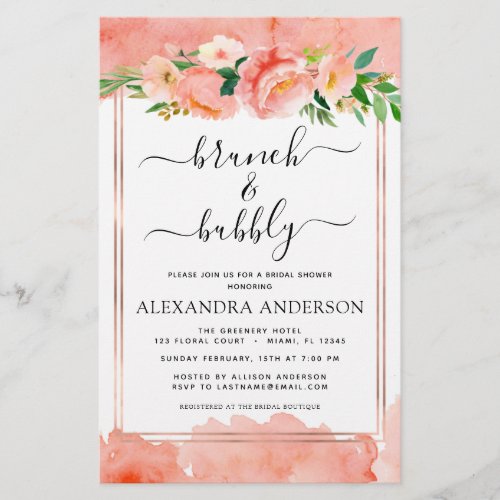 Budget Coral Peach Brunch  Bubbly Bridal Shower
