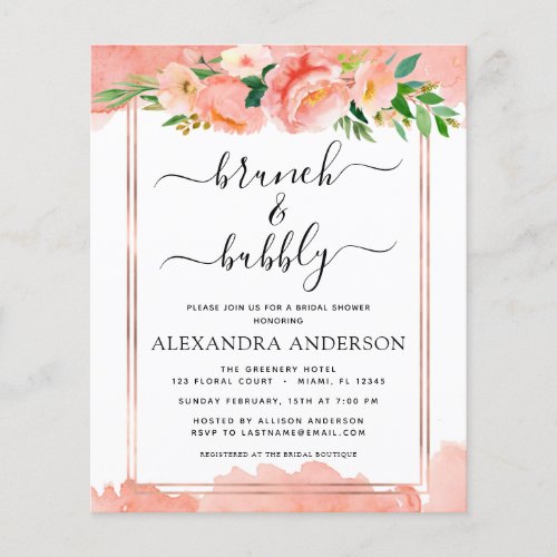 Budget Coral Peach Brunch  Bubbly Bridal Shower