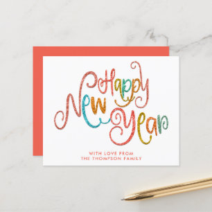 BUDGET Coral Teal Gold Glitter Happy New Year