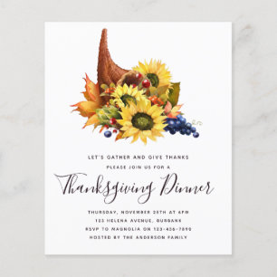 Budget Cornucopia Thanksgiving Dinner Invitation