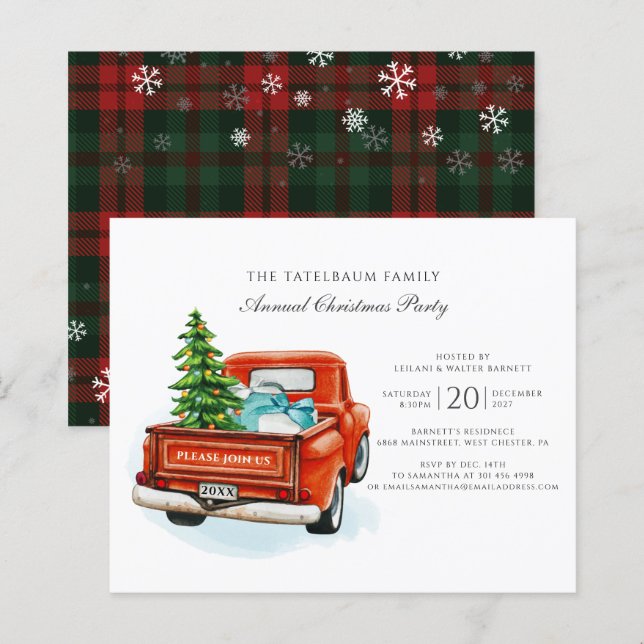 Budget Corporate Family Christmas Party Invitation (Front/Back)