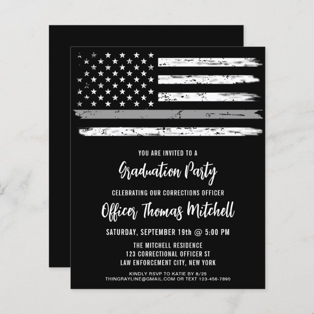 Budget Correctional Officer Graduation Invitation (Front/Back)