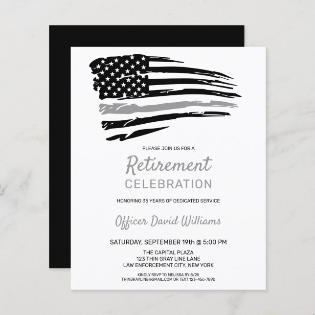 Budget Correctional Officer Retirement Invitation (Front/Back)