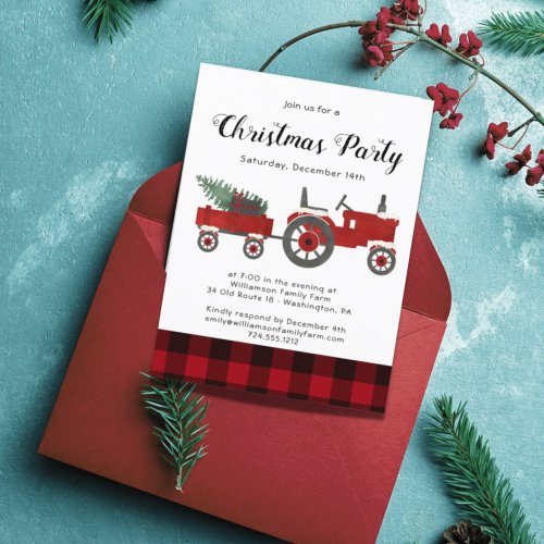 Budget Country Red Buffalo Plaid Christmas Party  Flyer