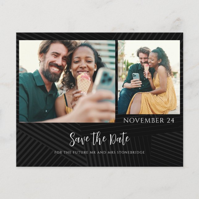 Budget Couple 2 Photos Save the Date Announcement (Front)