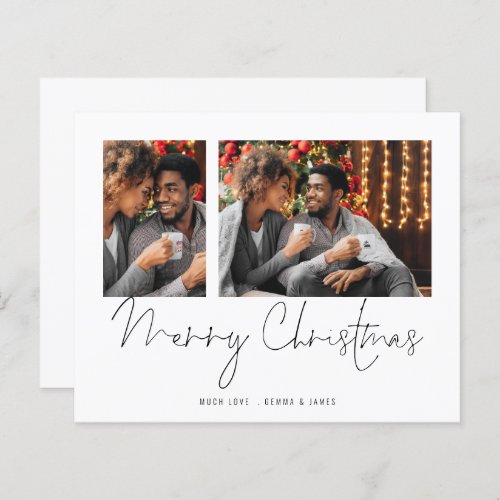 Budget Couple 2 Photos Script Merry Christmas Card