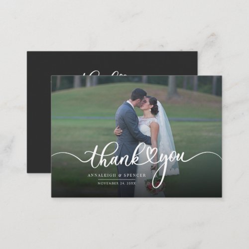 Budget Couple Wedding Photo Script Thank You Note Card