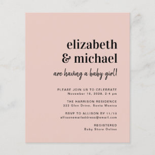 Budget Couples Baby Girl Shower Invitation