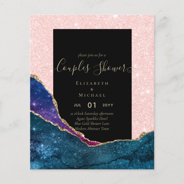 BUDGET Couples BRIDAL SHOWER - AGATE Gold Flyer (Front)