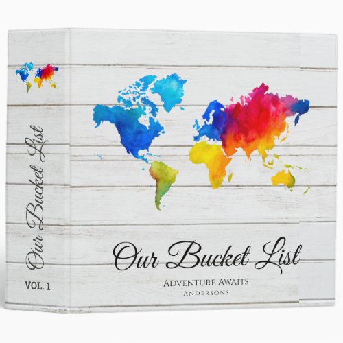 Budget Couples BUCKET LIST Map Travels Adventures 3 Ring Binder