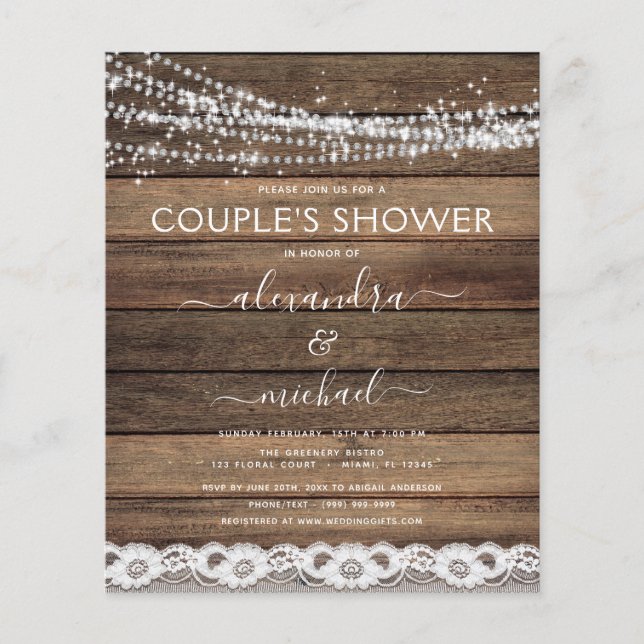 Budget Couple's Shower Rustic Farmhouse Flyer (Front)