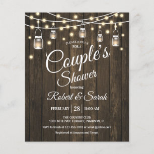 Budget Couple's Shower Rustic Wood Invitation Flyer
