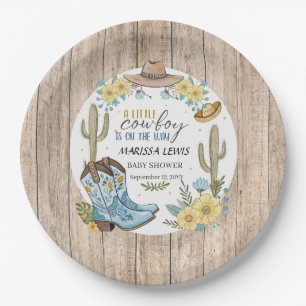 Budget cowboy Bleu Yellow Western boots felt hat Paper Plates