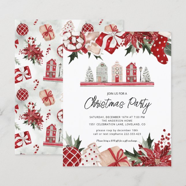 Budget Cozy Christmas Party Holiday Invitation (Front/Back)